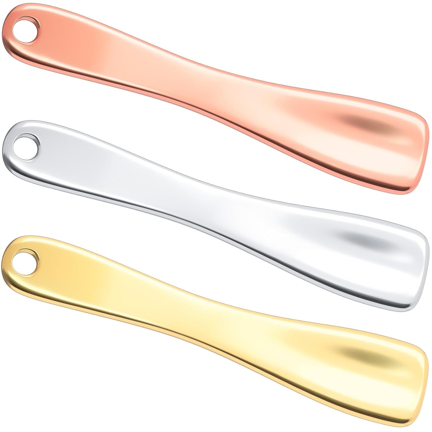 3pcs Metal Facial Spatula, Mini Facial Massage Sticks for Women, Reusable Cosmetic Spoons Skincare Applicators for Eye Cream Lotion Moisturizers- Gold & Silver & Rose Gold