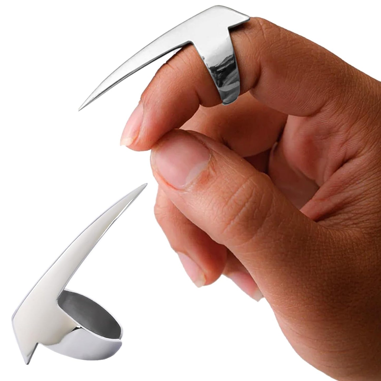 Cross Edge Pro Hair Parting & Sectioning Rings - Stainless Steel Finger Braiding Hair Pick Tools for Durable Wig, Curling, Remy Human Hair Extensions Hair Styling Tools (Silver Mirror Polish)