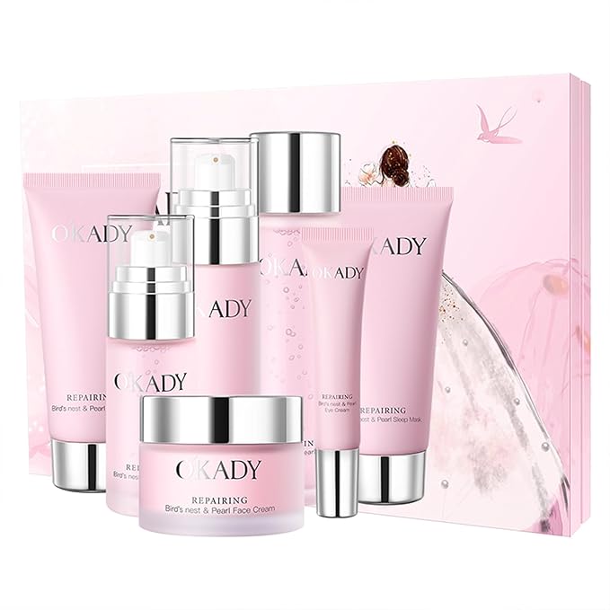 7-In-1 Skincare Gift Set With Facial Cleanser, Toner, Serum, Eye Cream, Lotion, Cream&Sleep facial mask, Moisturizing Skin Care Kit For Women, Birthday Gifts Set For Teen Girls