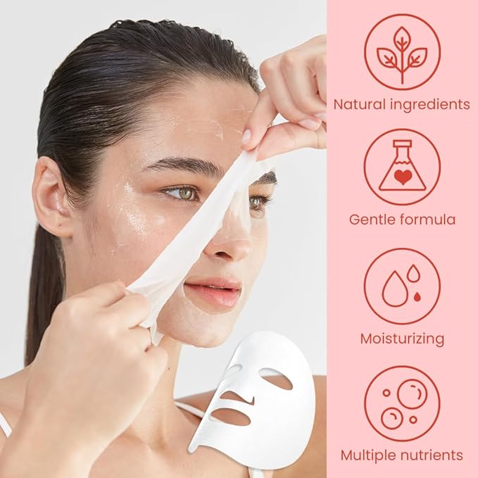 Face Sheet Mask Skincare,Hydrating Spa Face Mask For Sensitive Skin,Moisturize,Nourish for All Skin Types,Natural Skin Care Spa Face Mask for Women Men Girls,Pack of 6