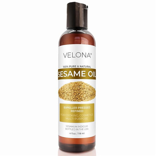 velona Sesame Seed Oil 4 fl oz | 100% Pure and Natural Carrier Oil | Refined, Expeller Pressed | Cooking, Skin, Hair, Body & Face Moisturizing | Use Today - Enjoy Results
