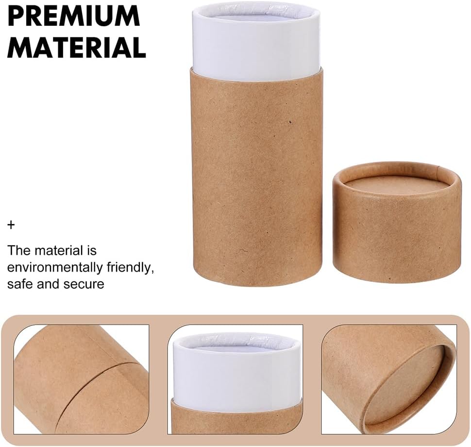 GLEAVI Empty Kraft Paper Jar Tube 15Pcs Round Paperboard 30ml Essential Oil Bottle Packaging Box Cardboard Deodorant Containers Brown Lipstick Boxes