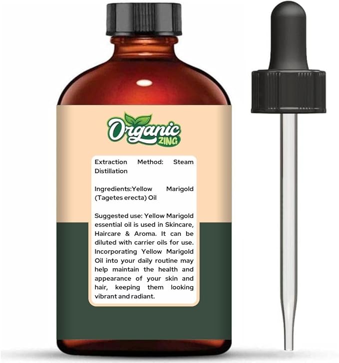 Yellow Marigold (Tagetes erecta) Oil | Pure & Natural Essential Oil for Aroma, Diffusers & Skincare- 118ml/4 fl oz