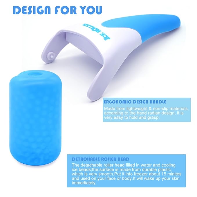 Ice Rollers, 2 Packs Self Care Tools for Reduces Puffiness, Migraine Pain Relief and Energizes Skin, Ideal Gift for Women and Suit for All Skin Types(Blue+Pink)