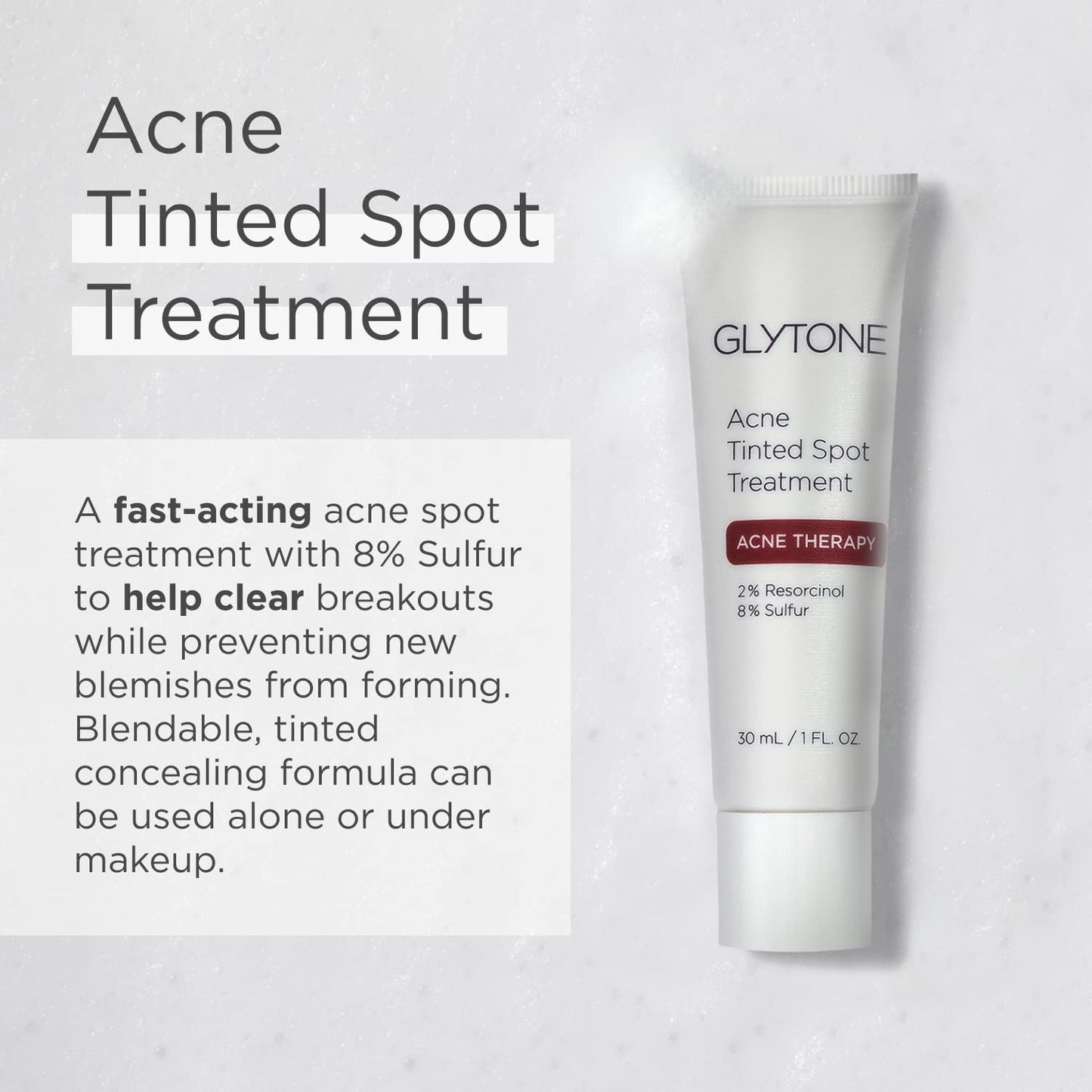 Glytone Acne Tinted Spot Treatment | Acne Cream with 8% Sulfur & 2% Resorcinol | Fast Acting Blemish Spot Treatment for face | Clears Breakout & Unclog Pores | Blemish Concealer | 1 fl oz