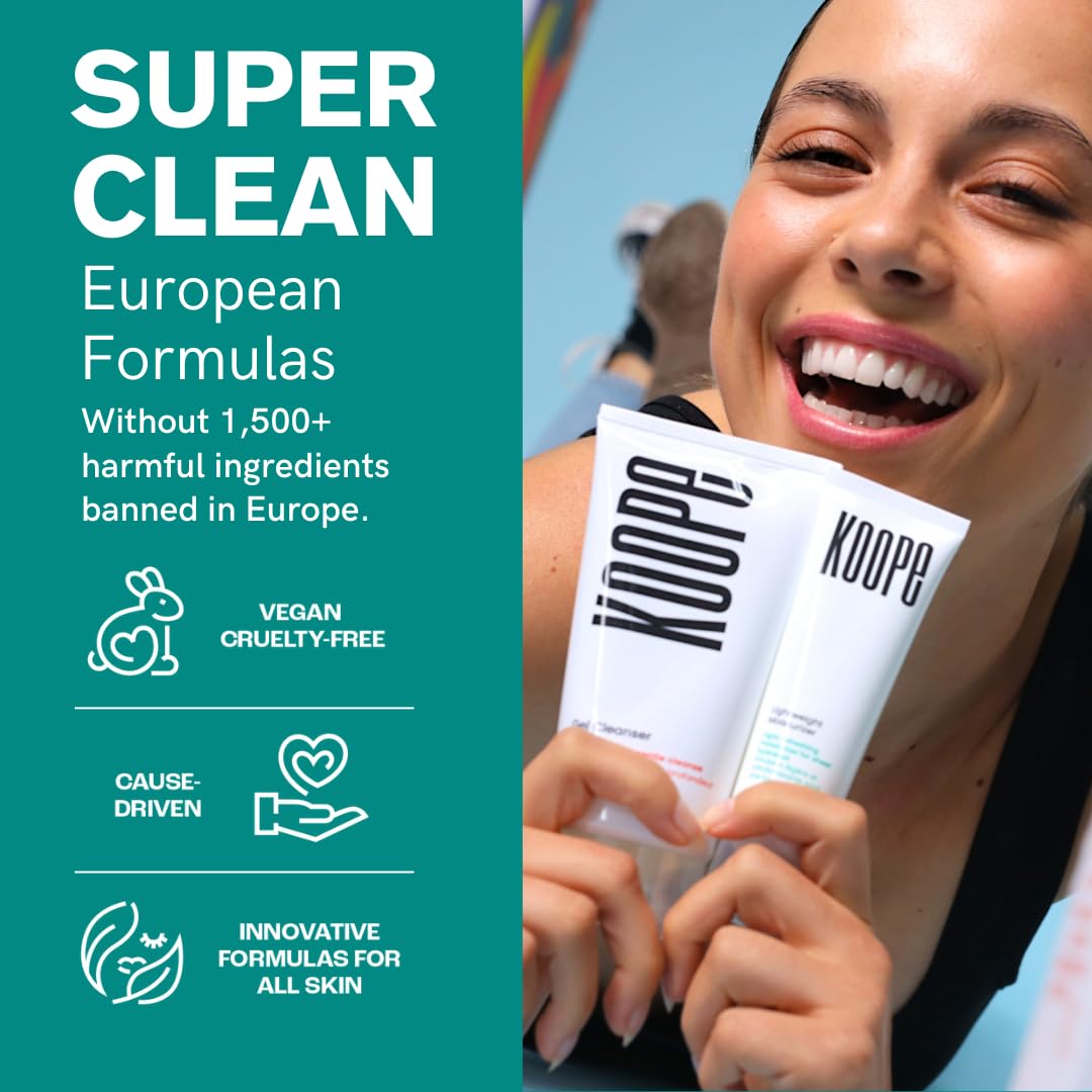 Koope Lightweight Face Cream, Moisturizer For Oily & Acne-Pron Skin, Sheer Hydration with Ceramides, Niacinamide & Hyaluronic Acid, Free of Parabens, Sulphates & Fragrances, Vegan, 1.69 FL OZ