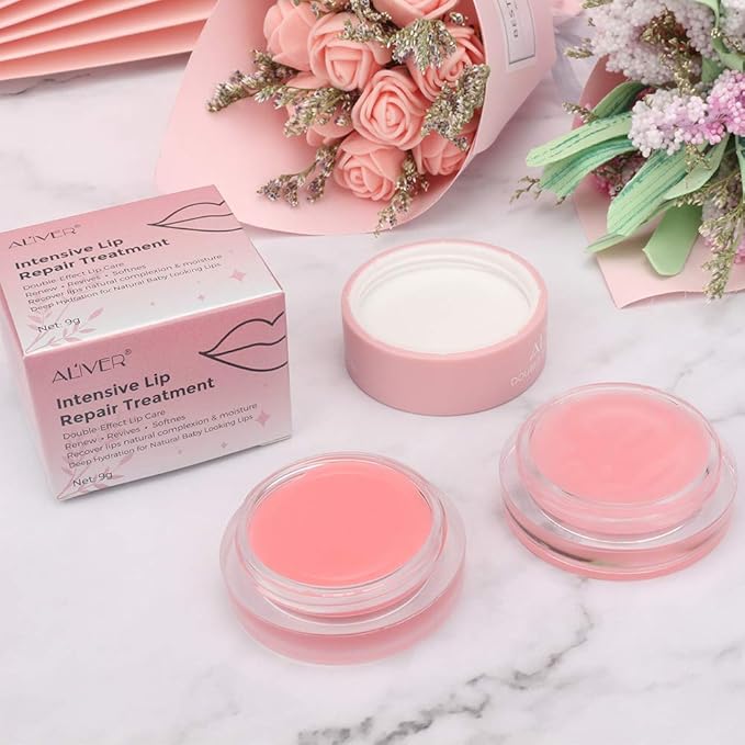 Lip Scrub, Lip Mask and Lip Exfoliator with Double Effect, Lip Sleeping Mask, Repair Lip Mask for Dry, Cracked Lips, Collagen Booster Sleeping Lip Mask Repair Treatment to Restore, Lip Moisturizer for Lip Treatment Care, Lip Repair Balm (Strawberry)