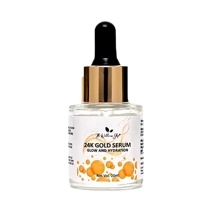 The Wellness Shop - 24K Gold Serum For Glow & Hydration- Water Based | For All Skin Types | Promotes Cell Regeneration | Reduces Wrinkles | No Side Effects | For Men & Women | (20ml / 0.67 fl oz)