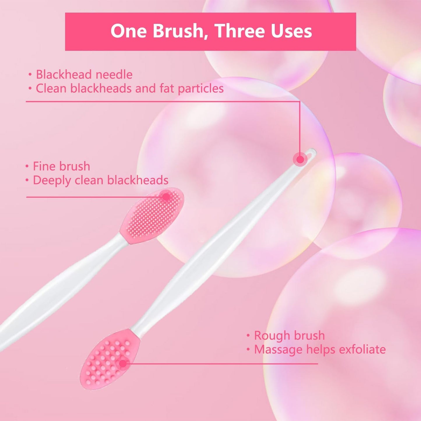 Pore Cleansing Facial Silicone Brush, Double-Sided Lip Brush, Gentle Exfoliation & Clearer Skin Massager Nose Clean Blackhead Removal & Face Scrubber Brushes 10pcs