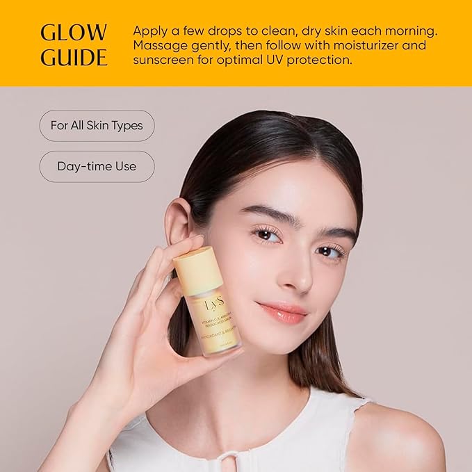 Lys by Misa Korean Vitamin C Serum for Face - For a Radiant Glow - Advanced Skincare with Vitamin E, Ferulic Acid & Arbutin - Brightens, Hydrates & Protects All Skin Types - Made in Korea