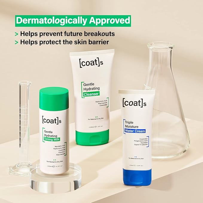 Coats Skinsentials Bundle – Cleanser 5 oz, Toner 4.2 oz & Moisturizer 2.5 oz – 3-Step Regimen Protects the Skin Barrier with Ceramides, For Women and Men