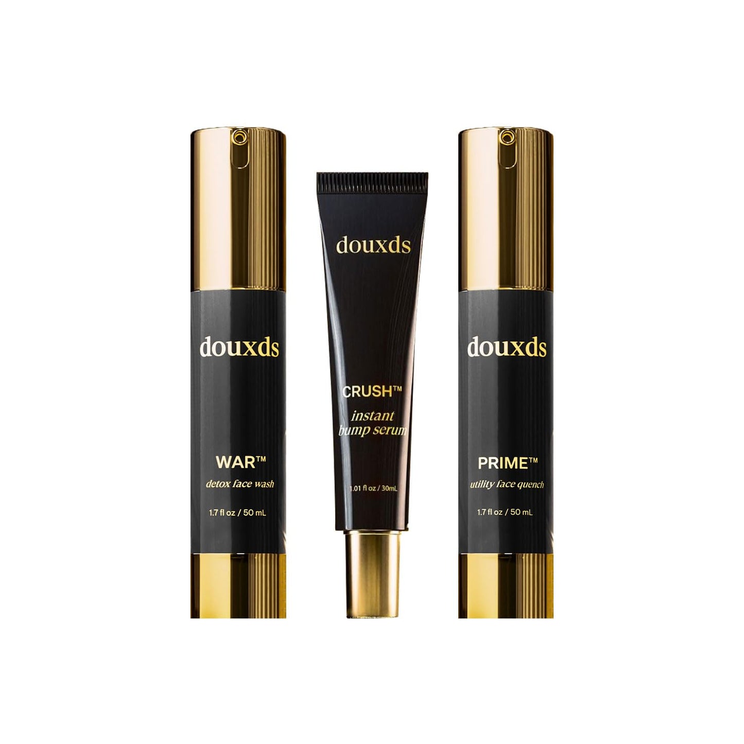 douxds The Vitals Set, WAR™ Charcoal Face Wash, PRIME™ Vitamin Face Quench, CRUSH™ Instant Bump Serum Skincare Trio, Men’s Skincare, Ingrown Hair, Pore Cleaner, Acne Treatment, Pack of 3, 50 ml each