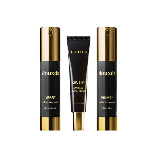 douxds The Vitals Set, WAR™ Charcoal Face Wash, PRIME™ Vitamin Face Quench, CRUSH™ Instant Bump Serum Skincare Trio, Men’s Skincare, Ingrown Hair, Pore Cleaner, Acne Treatment, Pack of 3, 50 ml each