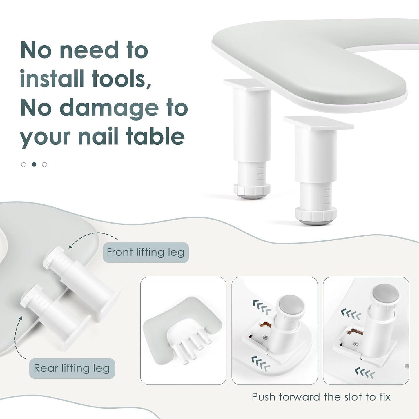 Manicure Arm Rest for Nails Tech: U-shaped Adjustable Nail Armrest - Gray PU Leather Hand Stand Rest for Manicurists