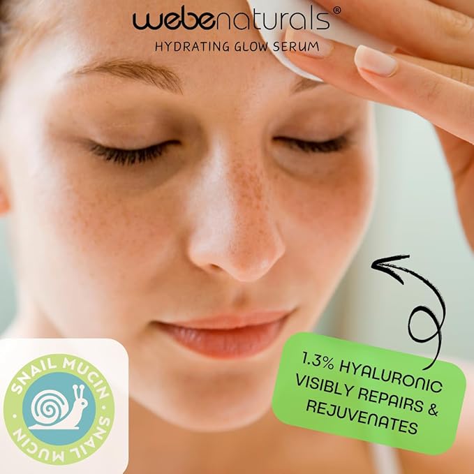 WEBE Snail Mucin 94% Hydrating Glow Serum | 1.3% Hyaluronic Acid & N-Acetyl Glucosamine | Collagen Boosting, Anti Aging, Intense Repairing & Moisturizing Serum for Radiant, Plump Skin