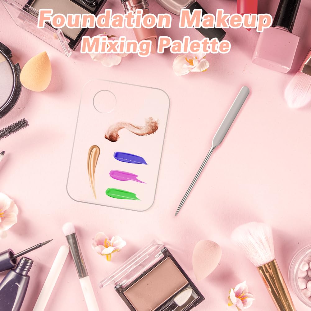 Acrylic Cosmetic Makeup Palette, Mixing Tray with Makeup Spatula&Leather Case, Professional Cosmetic Mixing Palette for Beauty Salon Mixing Eye Shadow/Lipsticks/Nail Art/Foundation