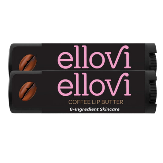 Ellovi Natural Lip Butter Lip Balm - Coffee - Pure Enough to Eat - Made With Just 6 Vegan Ingredients - Moisturizing Lip Care for All Day Hydration (2-Pack)