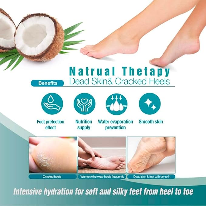 Epielle Intensive Repairing Foot Masks, 6 Pairs Moisturizing Socks for Dry, Cracked Feet, Hydrate and Repair Skin with Coconut Oil and Milk Extract, Korean Skincare, Easter Gifts, Mother's Day Gifts