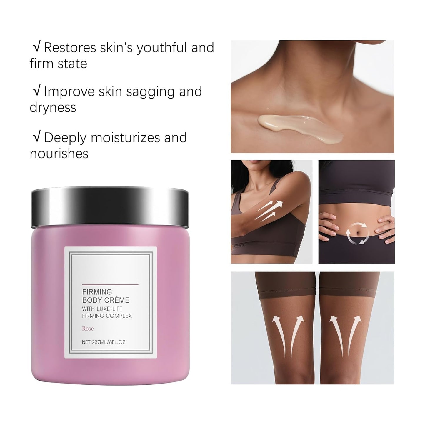 Champagne Lift Firming Body Creme, Deep Hydration Anti Wrinkle Firming Skin Nourishes Body Dry Skin. (Vanilla)