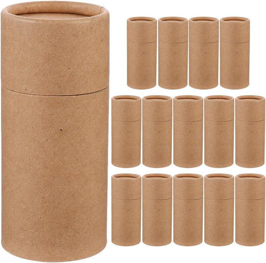GLEAVI Empty Kraft Paper Jar Tube 15Pcs Round Paperboard 30ml Essential Oil Bottle Packaging Box Cardboard Deodorant Containers Brown Lipstick Boxes