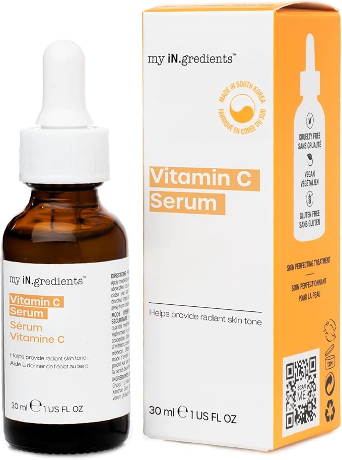 Masque Bar My Ingredients 12% Vitamin C Face Serum - Fades Age Spots, Pore Refining, Wrinkle Repair, Dark Circle Reduction, Hydrating, Even Skin Tone, Mineral Oil & Cruelty-Free Korean Skincare