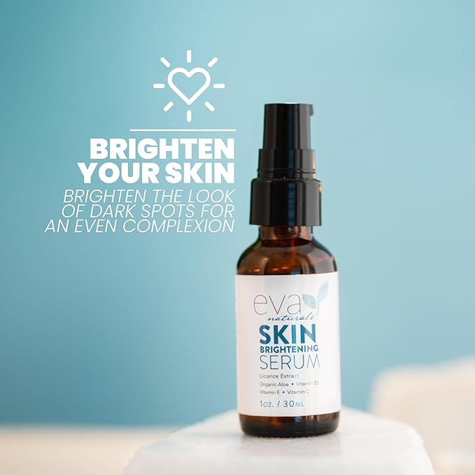 Licorice Extract Skin Brightening Serum by Eva Naturals - Face Serum for an Even Complexion - With Peptides, CoQ10 and Vitamin E