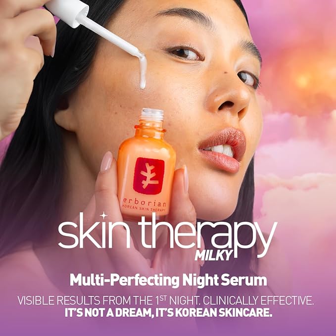 Erborian Multi-Perfecting Milky Night Serum, Skin Therapy, for Wrinkles & Fine Lines, Texture, Evenness - Visible Results after 1st Night - Hydrating with 10% PHA, Hyaluronic Acid - Korean Skincare