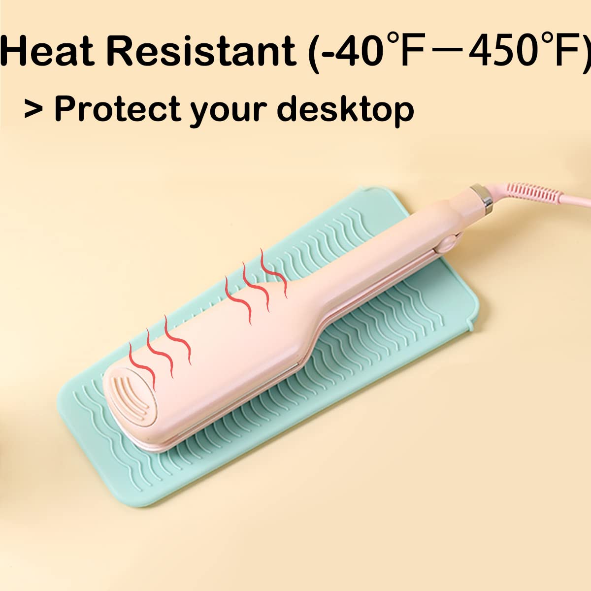 Heat Resistant Silicone Mat with Hanging Hole, Straightener Heat Resistant Travel Mat & Pouch for Curling Iron, Flat Iron and Other Hot Hair Styling Tools, 11 x 5 in, Green