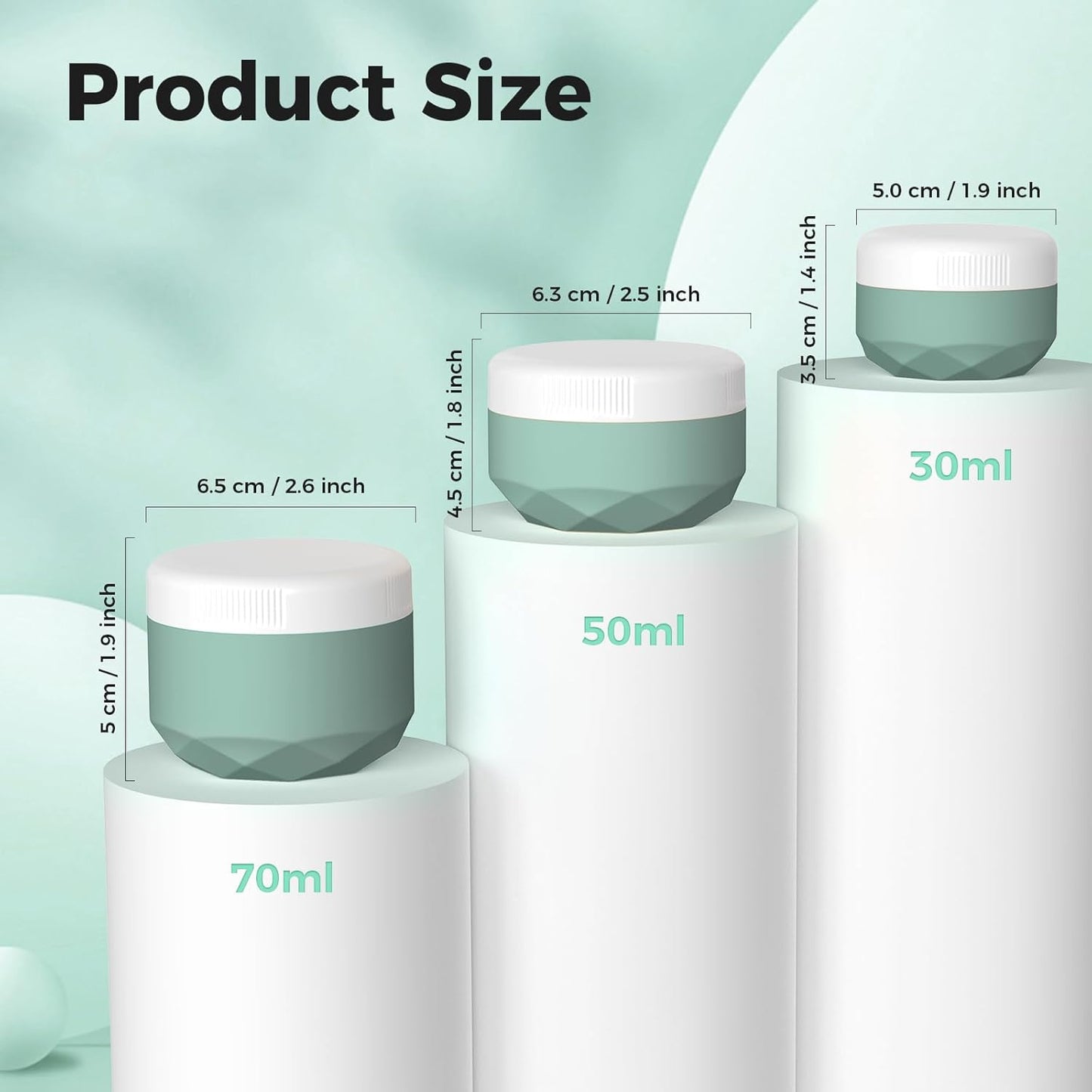 Travel Containers for Toiletries, 4-Pack TSA Approved Silicone Jars (1.7oz) - BPA Free Leakproof Cosmetic Containers for Creams, Lotion, Skincare & Makeup with Bonus Waterproof Bag