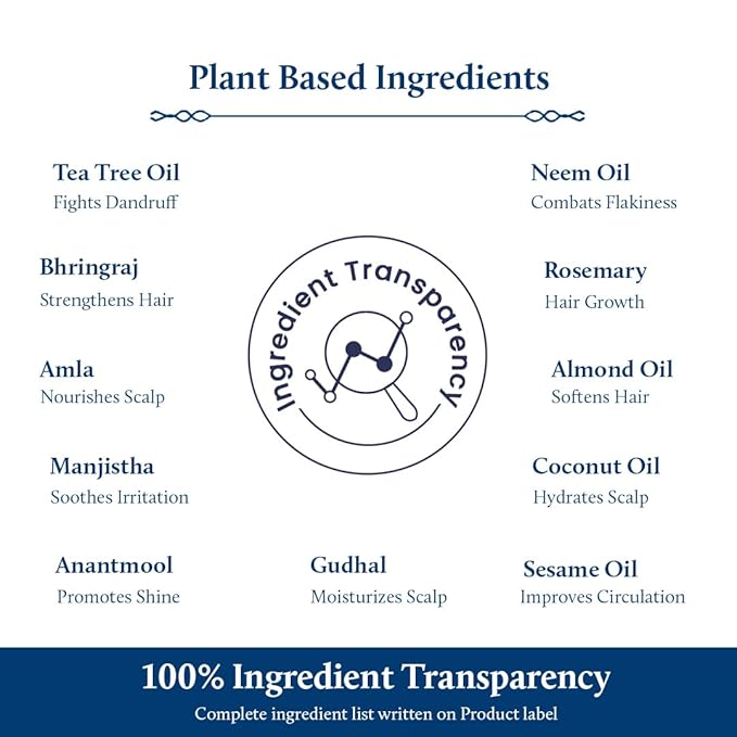 Blue Nectar Tea Tree Oil for Hair | Natural Anti Dandruff Oil for Scalp | Ayurvedic Plant Based Neem Amla Hair Oil (12 Herbs, 3.38 Fl Oz)