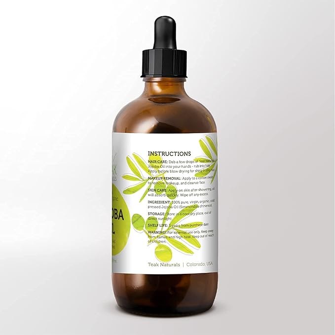 Cold Pressed Organic Jojoba Oil Natural Unrefined Pure Jojoba Oil Moisturizer for Skin Hair and Nails - 4 Ounces