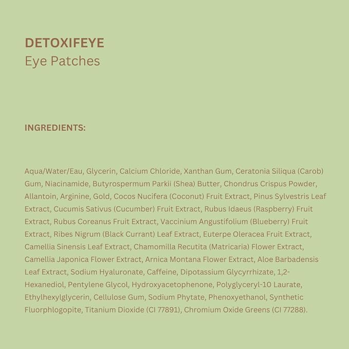 Pixi DetoxifEYE Depuffing Hydrogel Under-Eye Patches, Cucumber, Gold & Caffeine For Under Eyes, Hydrate Eye Area, 30 pairs, 60 Patches