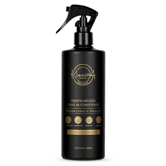 KizaiaCare Moisturizer & Leave-in Detangler Daily use for dry, tangle, matted, frizzy hair | Adds shine, and heat protection with Vitamin B5 | For all hair types, sulfate & silicone-free.