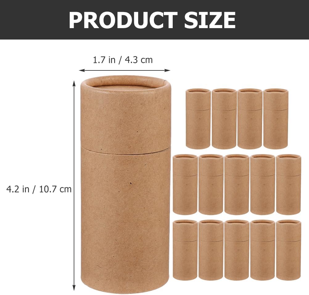 GLEAVI Empty Kraft Paper Jar Tube 15Pcs Round Paperboard 30ml Essential Oil Bottle Packaging Box Cardboard Deodorant Containers Brown Lipstick Boxes
