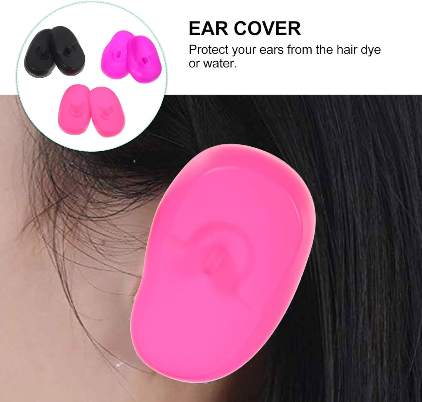Hairdressing Ear Cover:3 Pairs Waterproof Silicone Earmuffs for Hair Dye, Flat Iron, Straightener, Hot Styling Tools - Heat Protection Cover