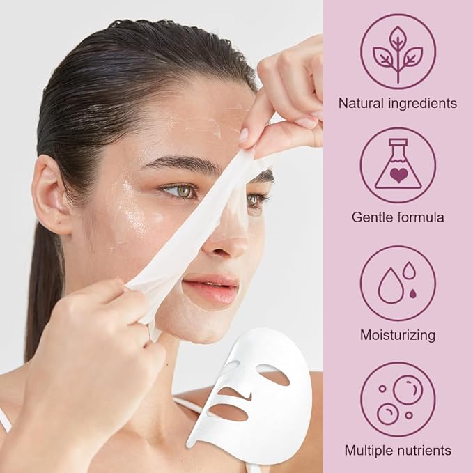 8 Pack Cherry Blossom Face Sheet Mask Skincare,Hydrating Face Mask For Sensitive Skin,Moisturize,Soothing,Nourish for All Skin Types,Natural Spa Party Facial Mask Skincare Set for Women Men Girls