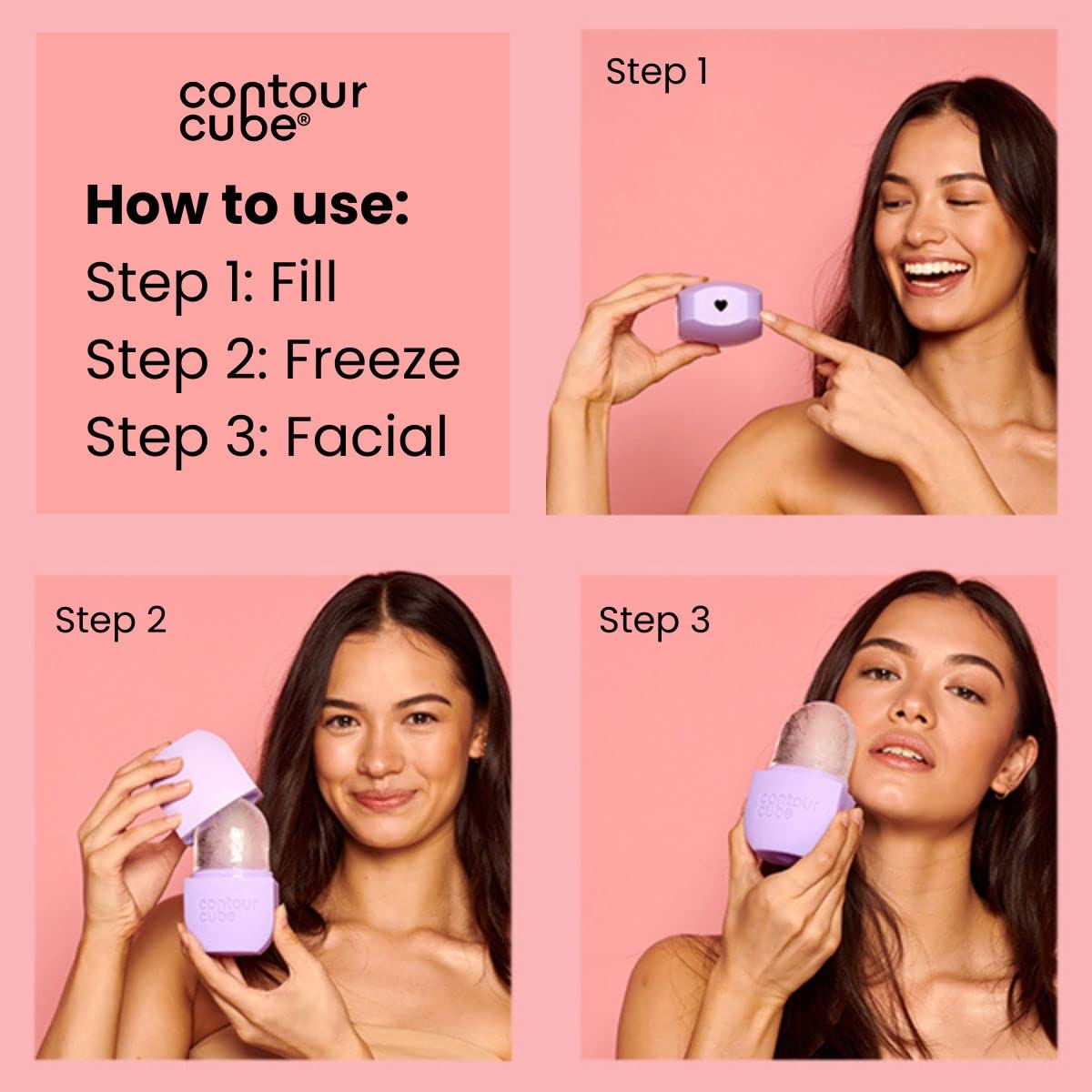 Contour Cube Mini - Revolutionary Ice Roller for Sculpting & De-Puffing - Face Ice Roller & Massager - Ice Mold for Face - Compact Skin Care Tools for Daily Skincare & Travel - Jet Black