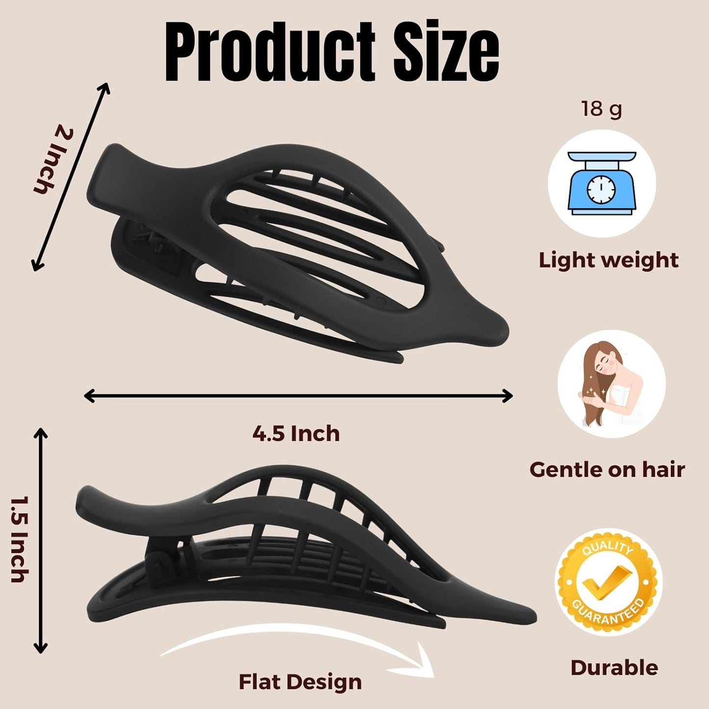 8 Pack Flat Brown Hair Clips – Neutral Matte French Brown Claw Clips for Women, Strong Hold Non-Slip Hair Barrettes for Everyday Office or Coffee Look