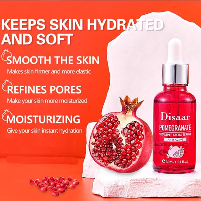Pomegranate Vitamin E Facial Serum Anti-Aging Essence Revitalizing Face Skin Repair Refines Pores 30ml / 1.01fl.oz