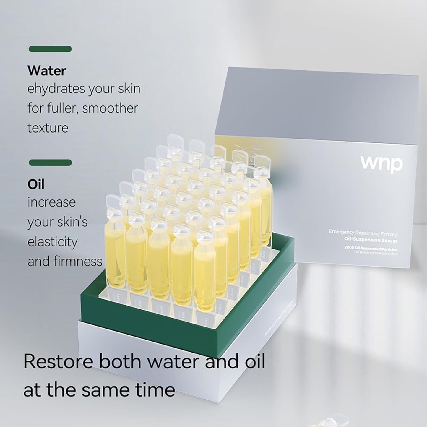 WNP Hydration & Repair Skincare Set – Hyaluronic Acid + Oil Suspension Serum + Electric Eye Cream Massager for Deep Moisture, Anti-Aging & Brightening | For Dry & Sensitive Skin