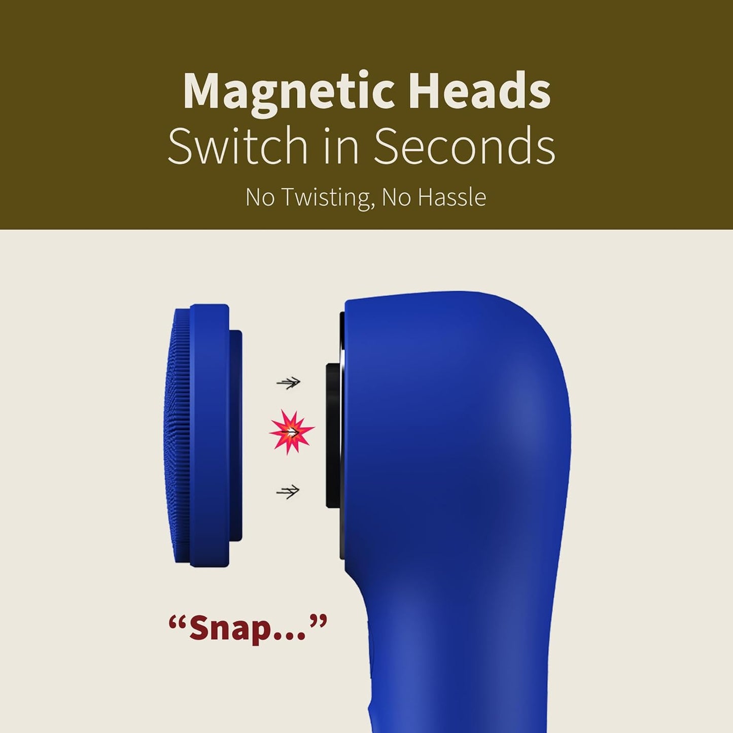 Premium Facial Cleansing Brush,Waterproof Face Scrubber,Spin & Sonic Modes with 3 Intensities,Magnetic 3-Head System for Deep Pore Cleaning, Gentle Exfoliation & Sensitive Skin Care - for Women & Men