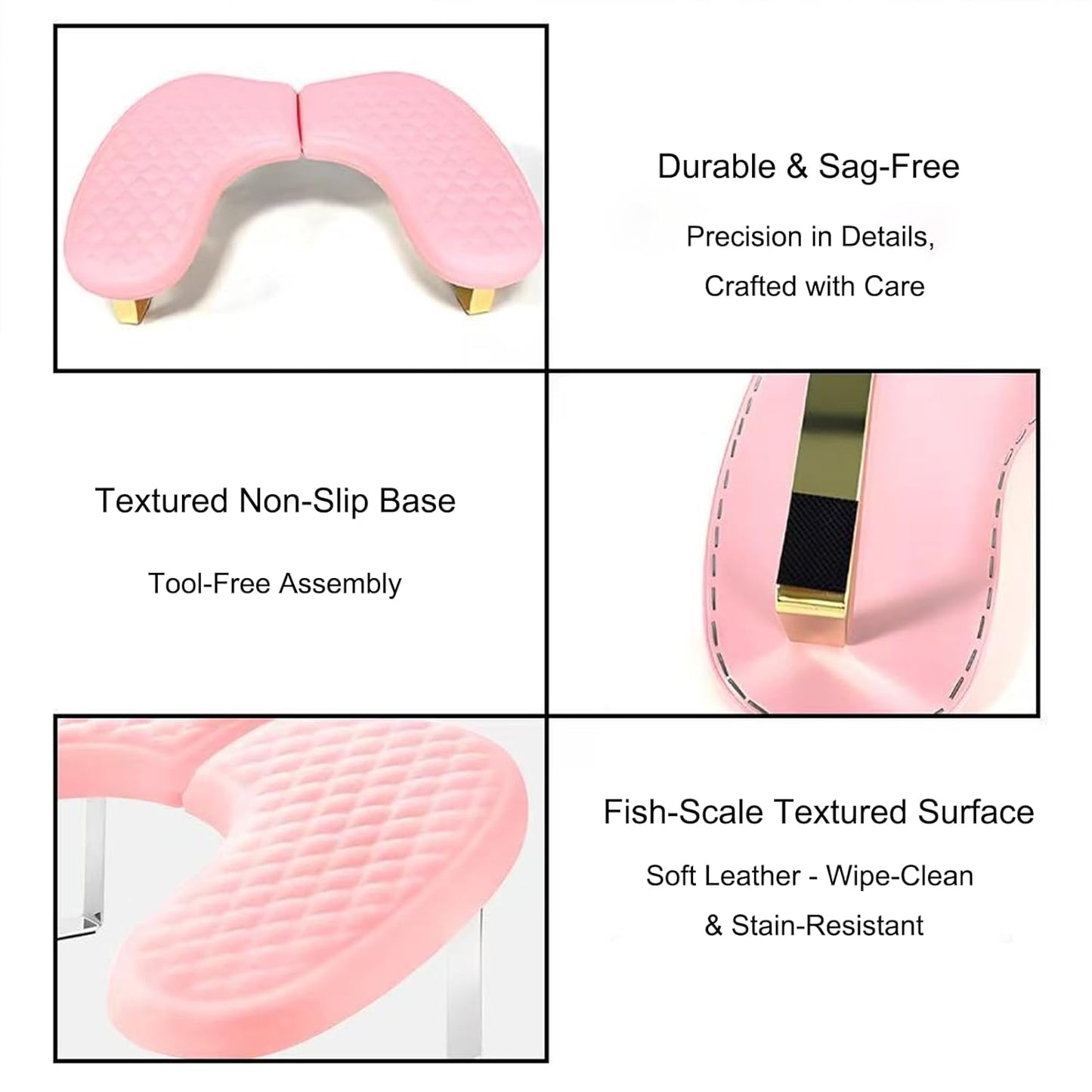 Arm Rest for Nails,U-shaped Manicure Nail Hand Rest Pillow Cushion,Foldable PU Leather Nail Tech Arm Rest for Nails Tech,Foot Hand Rest (Pink)