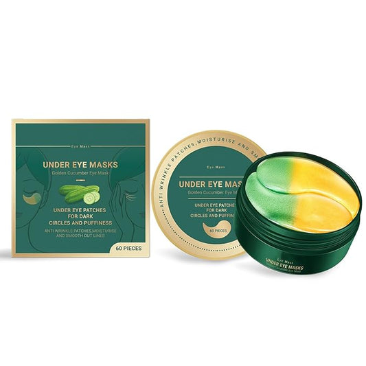 Under Eye Masks，Golden Cucumber Eye Mask 60 Tablets Set，Eye Mask for Fine Lines, Wrinkles, Dark Circles and Eye Puffiness，Suitable for Both Men and Women，5.64 OZ