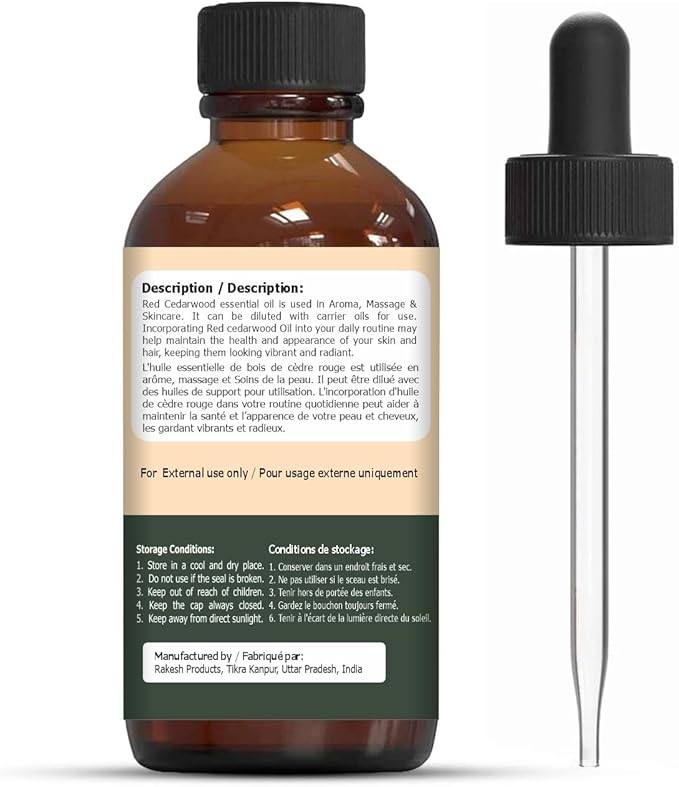 Red Cedarwood (Thuja plicata) Oil | Pure & Natural Essential Oil for Aroma, Skincare & Massage- 30ml/1.01fl oz