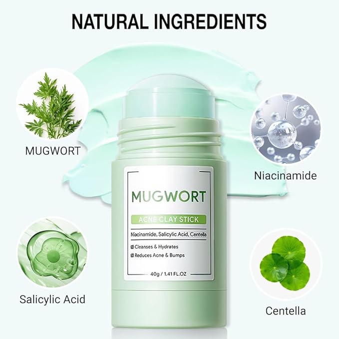 Clay Mask For Face, Vitamin C Face Masks with Turmeric and Kaolin Clay, Deep Cleansing Pores, Skincare Facial Mask for Refining Pores and Controlling Oil, (Mugwort)