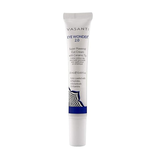 VASANTI Eye Wonder 2.0 (20mL) - Removes Dark Circles, Puffiness, Wrinkles - Paraben Free & Vegan Friendly with Ceramic Tip