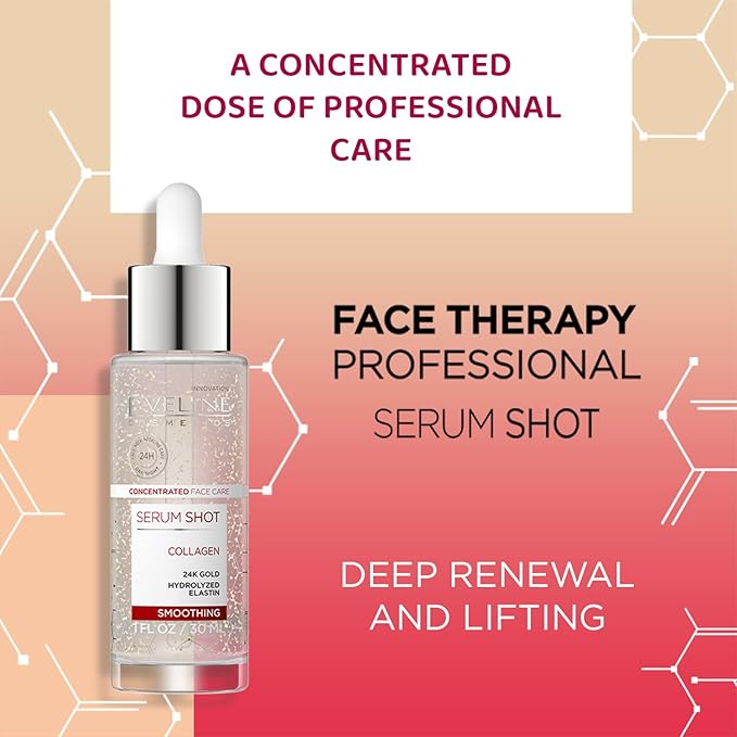 Eveline Cosmetics Face Therapy Eveline Cosmetics Rejuvenating Serum Shot with 24K Gold, Collagen, and Elastin