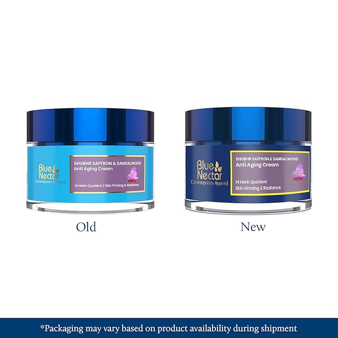 Blue Nectar Moisturizer Face Cream, Ayurvedic Anti Aging Wrinkle Cream for Aging Skin |Ancient blend of Saffron & Turmeric for Skin Firming | With Plant Based Collagen Booster(Women, 14 Herbs,1.7 Oz)