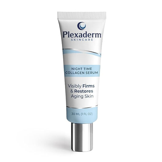 Plexaderm 30 mL Night Time Collagen Serum for Firmer, Fuller, more Youthful Looking Skin, Anti-Aging Collagen & Peptide Serum, Best Collagen Serum for Women & Men, Paraben-Free, Developed in the USA