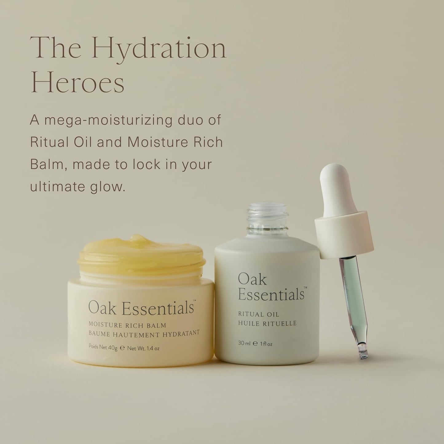Oak Essentials Hydration Heroes Set | 2-Piece Moisturizing Kit with Blue Tansy Ritual Oil & Sea Buckthorn Moisture Rich Balm